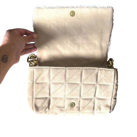 ZARA Quilted Shearling Shoulder Bag Tan - Picture 5 of 8